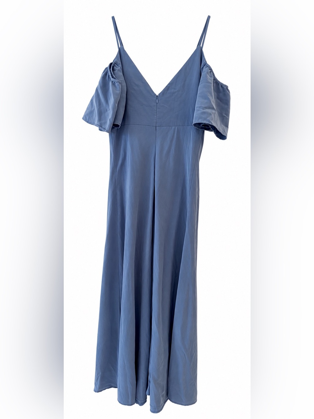 Zara Dusty Blue Off Shoulder Flutter Sleeve Maxi Dress Small - Picture 2 of 5